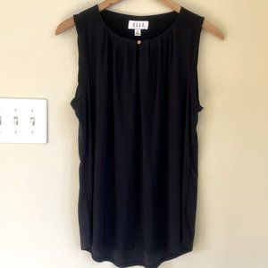Elle Sleeveless Tank Top with Keyhole Neck, Black, Size XS